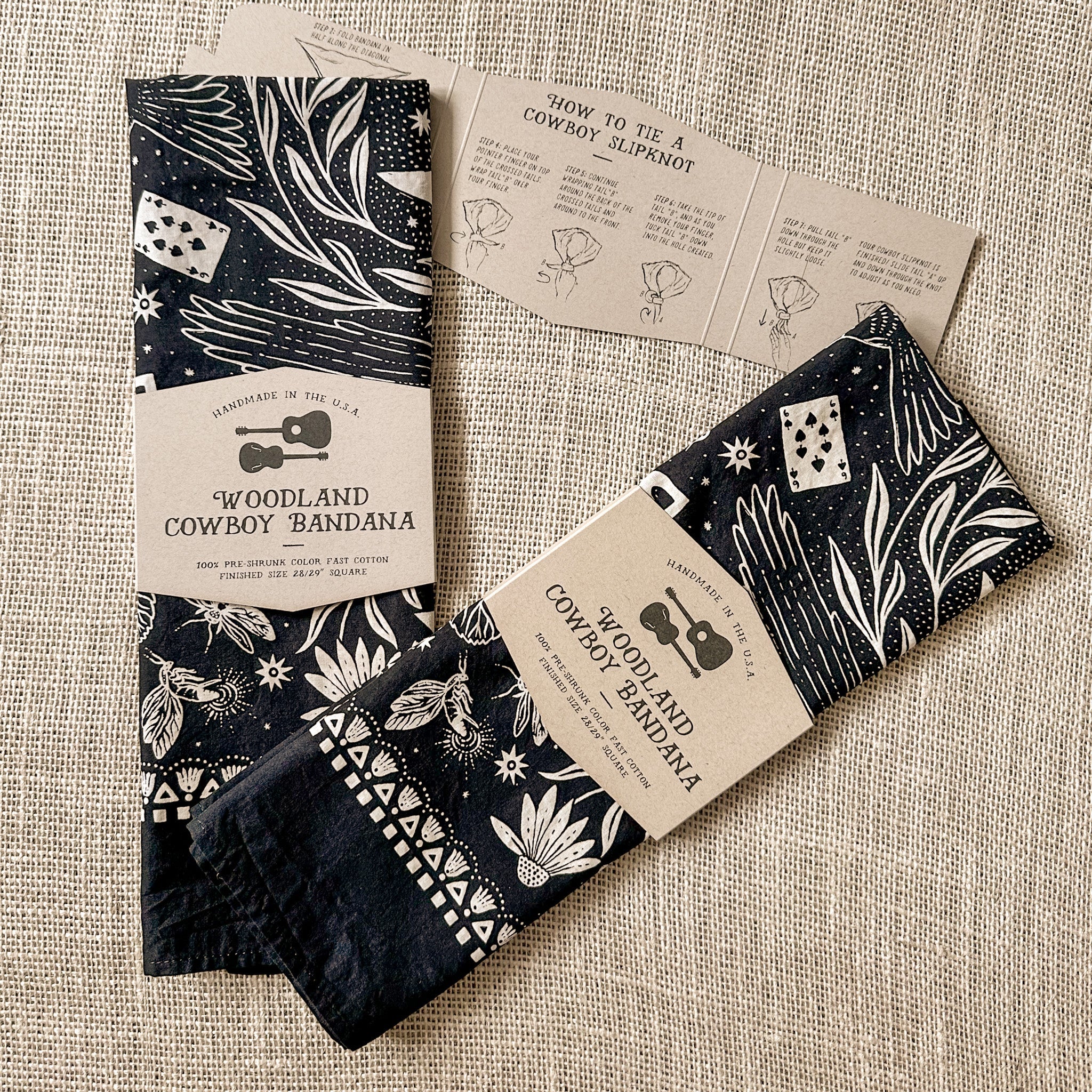 Woodland Cowboy Bandana (Black/White)